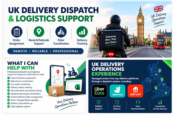 provide UK delivery dispatch and logistics virtual assistant services