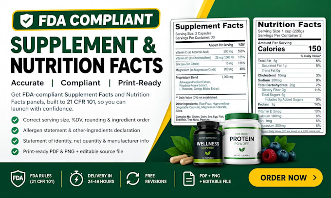 create fda compliant supplement and nutrition facts