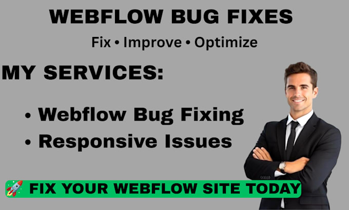 fix webflow bugs, errors, responsive issues and design problems