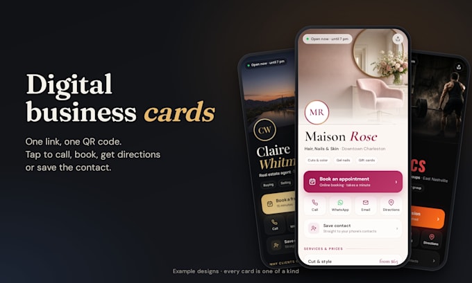 design an animated digital business card with qr code