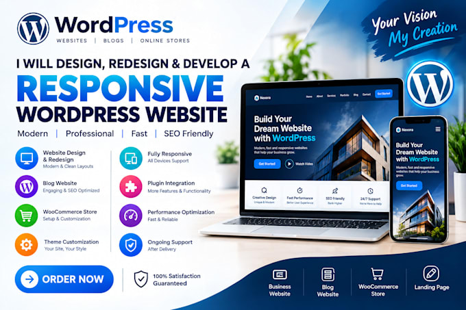 design and redesign responsive website, worldpress blog or website development