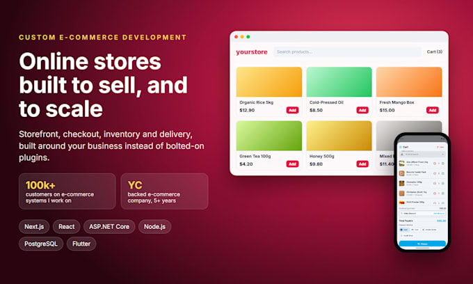 build a custom ecommerce store with checkout and inventory
