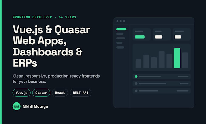 develop an admin panel or dashboard in vue js and quasar