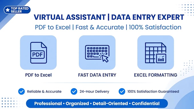 do fast data entry typing excel work and pdf conversion