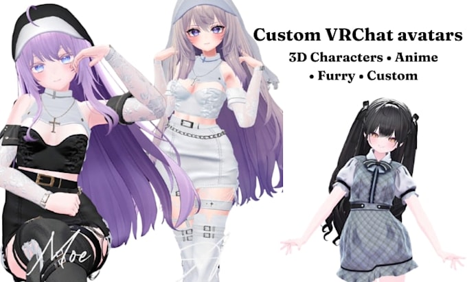 custom vrchat 3d model avatar rig vrchat character anime 3d avatar pc quest