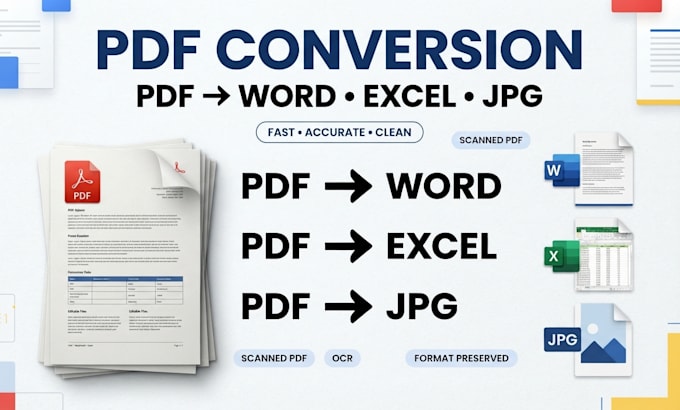 convert PDF to word, excel, jpg and editable documents