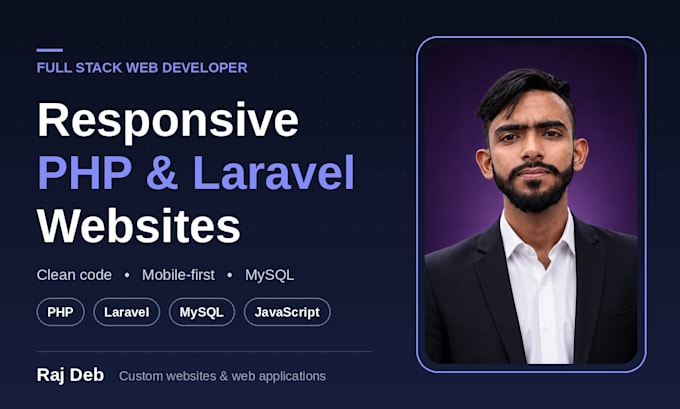 develop a custom PHP laravel website with mysql database