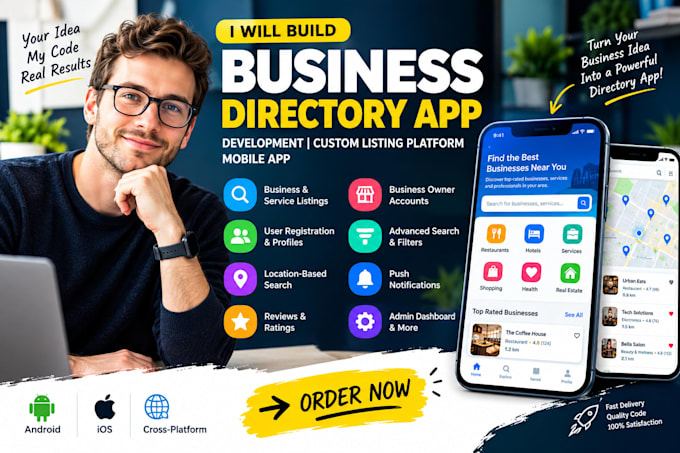 build business directory app development custom app listing platforms mobile app