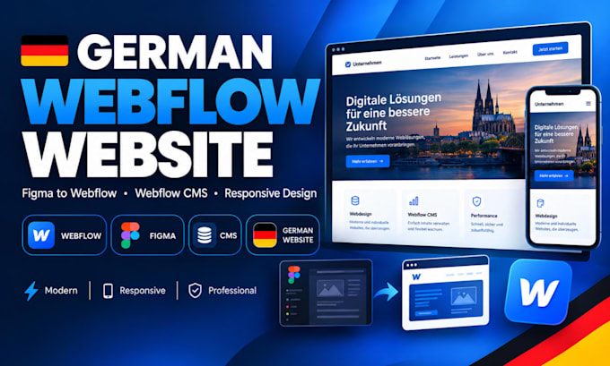 design german webflow website, figma to webflow, webflow template, webflow cms