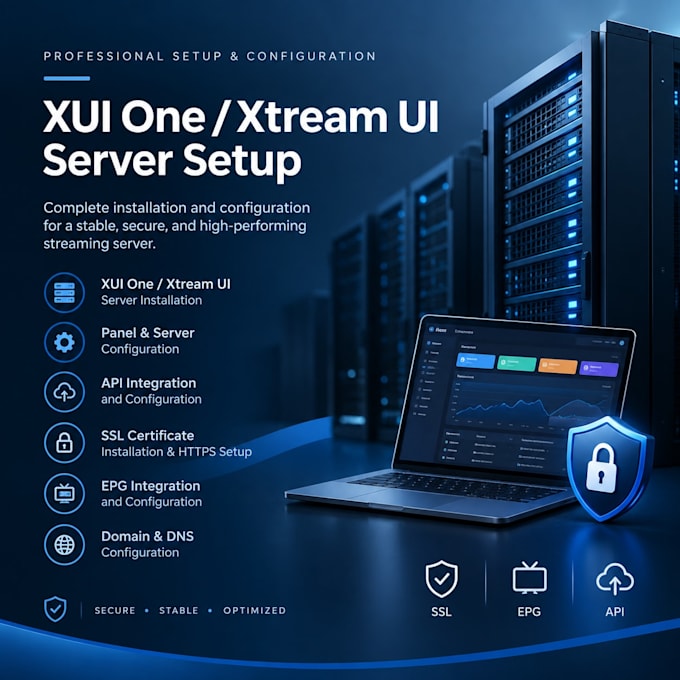 setup latest xtream UI server, xui one, api integrate, SSL and epg installation