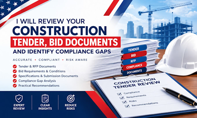 review your construction tender, bid documents and identify compliance gaps