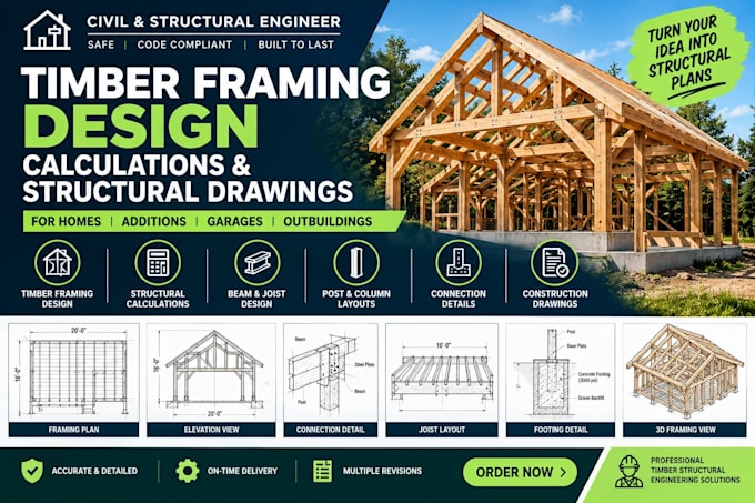 provide timber framing design, calculations and structural drawings