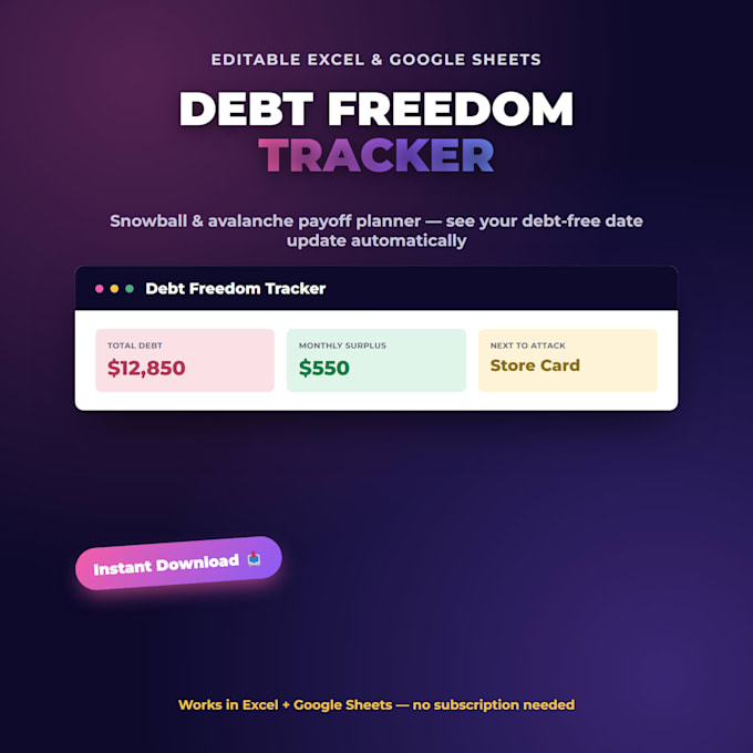 create a custom budget or debt payoff spreadsheet in excel or google sheets
