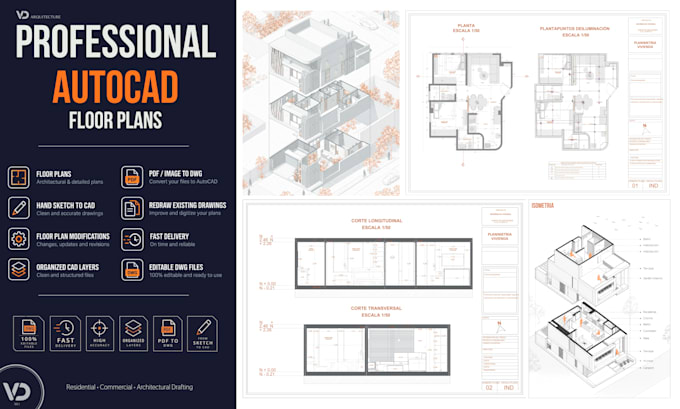 create autocad floor plans and architectural drawings
