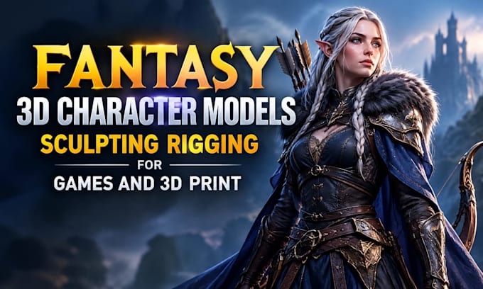 create fantasy 3d character models sculpting rigging for games