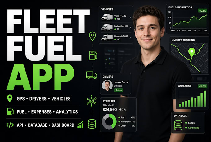 build custom fleet fuel app drivers vehicles expenses analytics gps api platform