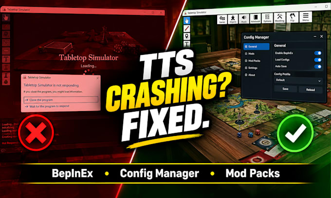 fix tabletop simulator bepinex crash and config menu bugs