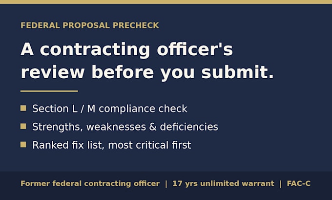 review your federal proposal as a former contracting officer