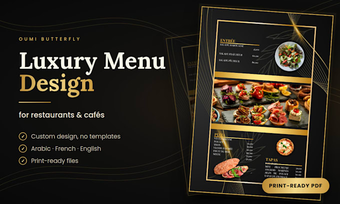 design a luxury restaurant or cafe menu ready for print