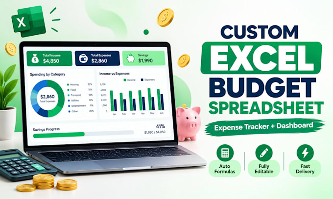 create a custom excel budget spreadsheet expense tracker and dashboard