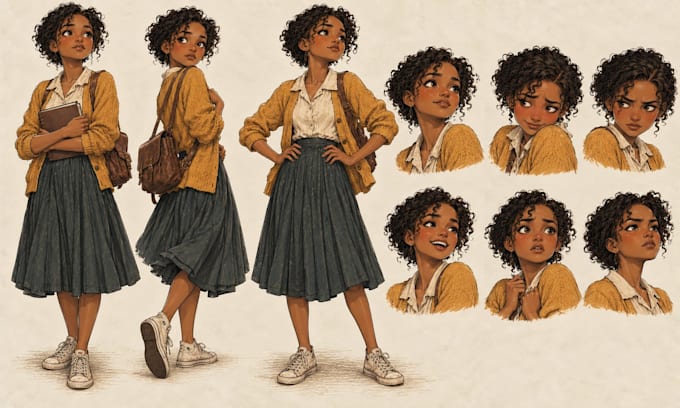 create character expression and pose sheets