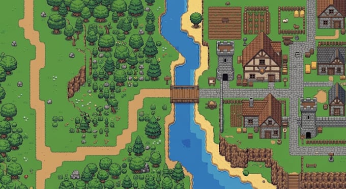 create pixel art rpg tileset tilemap top down game environment 2d 8bit 16bit
