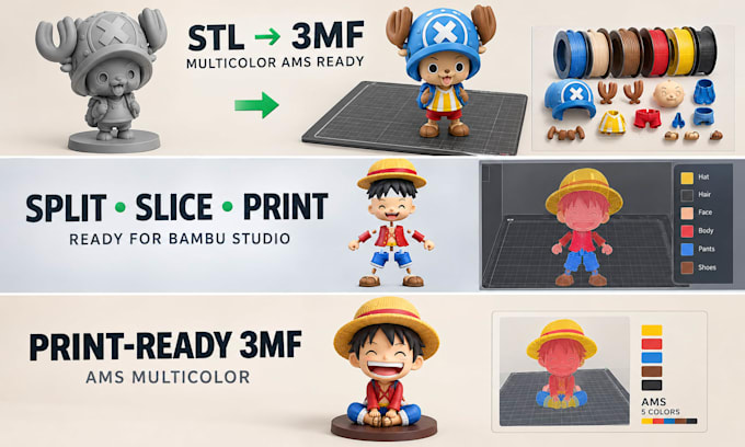 convert stl to 3mf split slice in bambu lab 3d model multicolor ams 3d printing