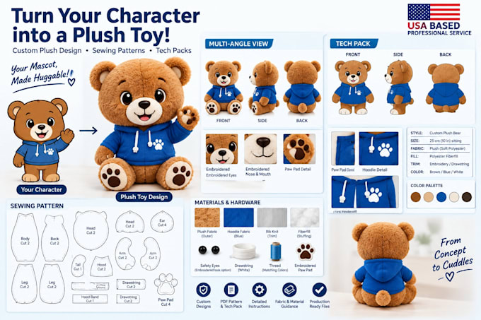 convert your character mascot into a plush toy design