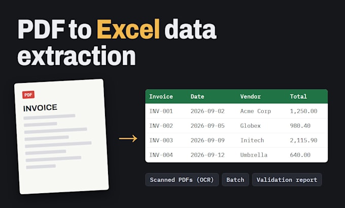 extract data from PDF to excel or CSV