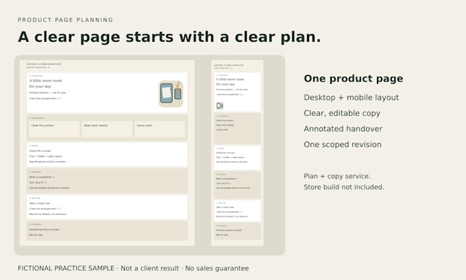 plan your product page layout and write clear product copy