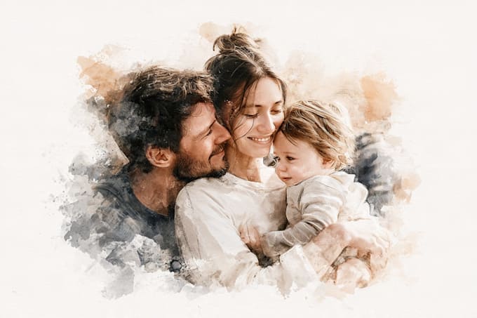 make watercolor family portrait