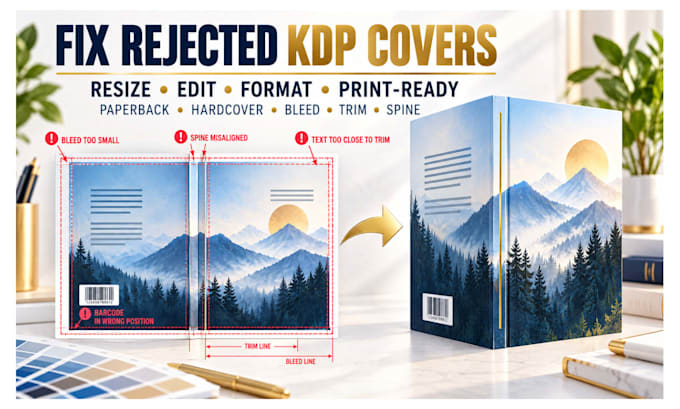 resize edit fix rejected kdp paperback cover format hardcover for amazon kdp