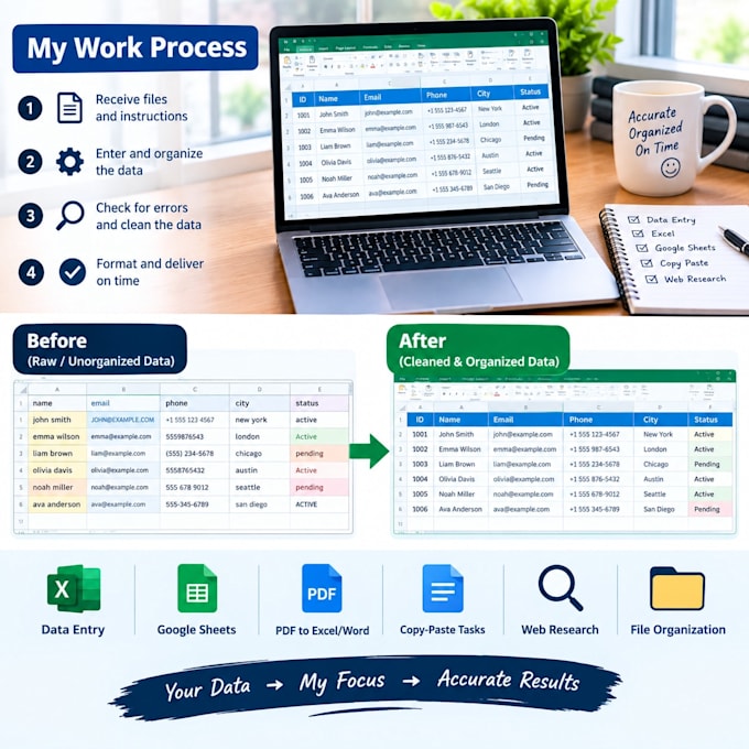 accurate data entry and copy paste tasks