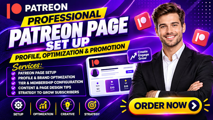 do patreon page setup, profile optimization and promotion