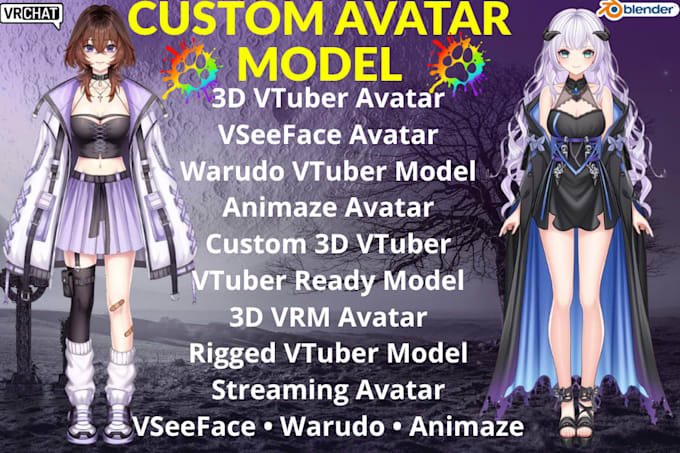 create anime vtuber model, vrchat avatar, vrm rigging, nsfw toggle, vseeface