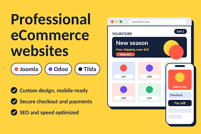 design and develop professional joomla odoo or tilda ecommerce websites