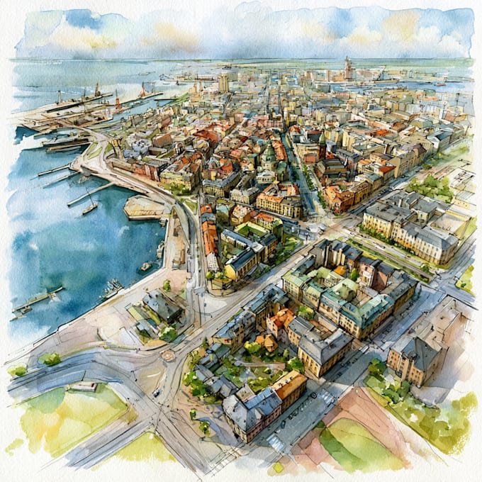 create dreamy map in watercolor style