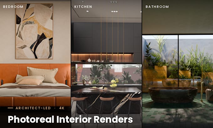render your kitchen, bedroom, bathroom or living room from a plan or sketchup