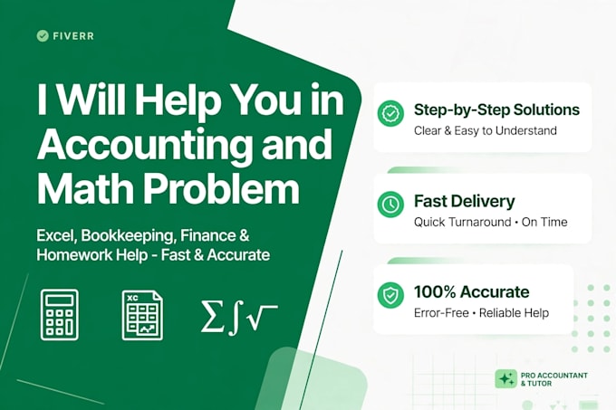 help you accounting and math problem with explanation