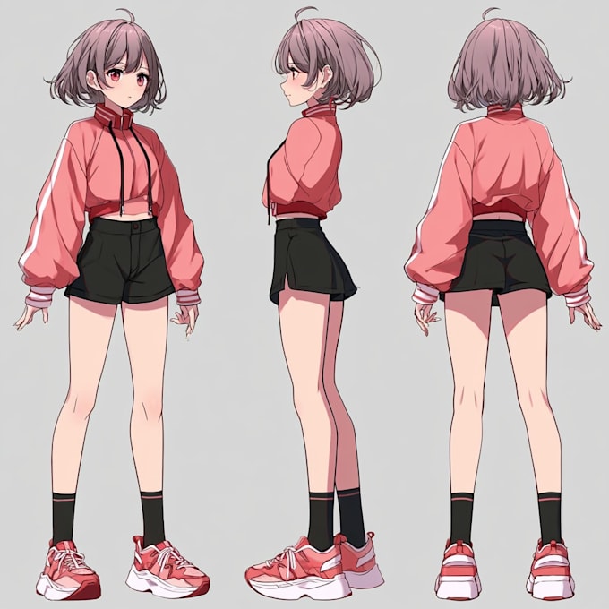 draw a character sheet or reference sheet design in anime
