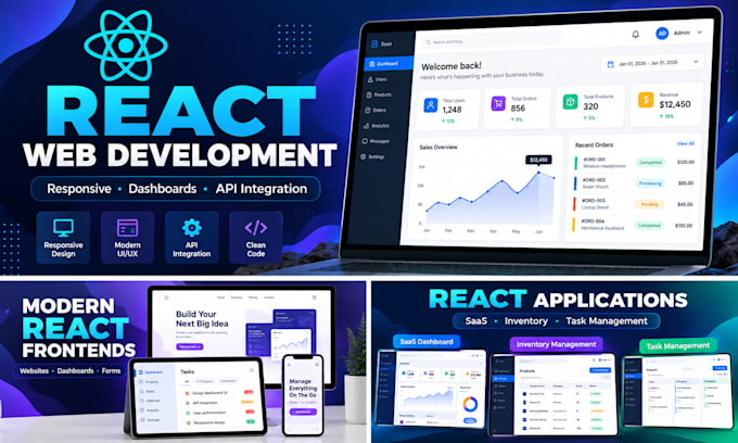develop a responsive react website or web application