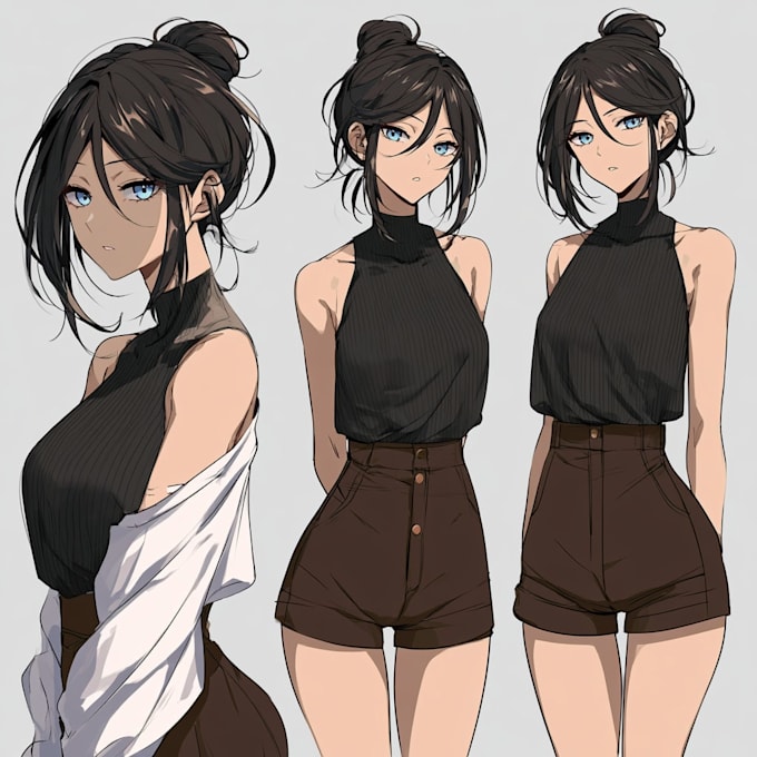 create anime character sheet and custom reference art