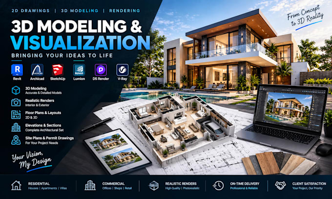 create architectural drawings and 3d visualizations