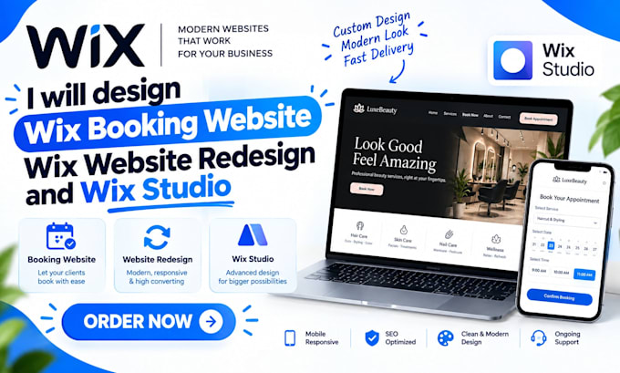 design wix booking website, wix website redesign and wix studio