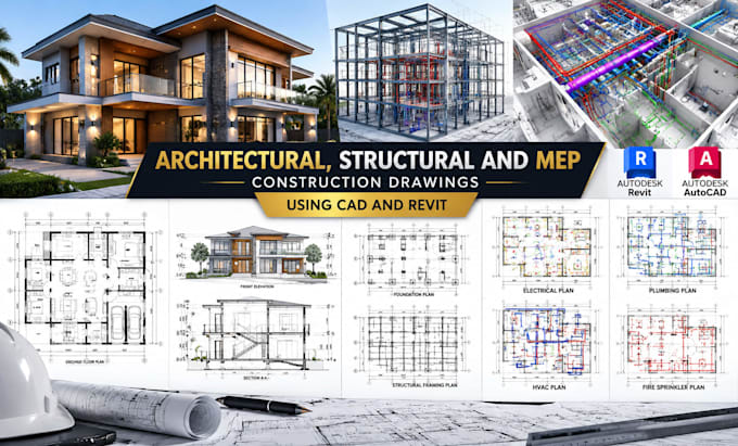 create architectural, structural and mep construction drawings using cad