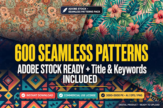 create 100 ai generated seamless pattern vector ready for adobe stock with title