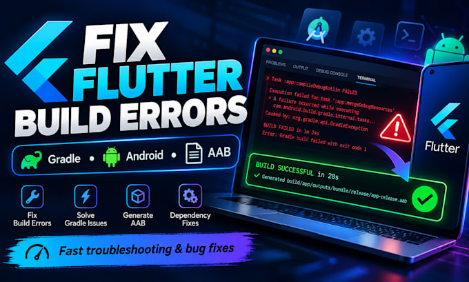 fix flutter android gradle and build errors