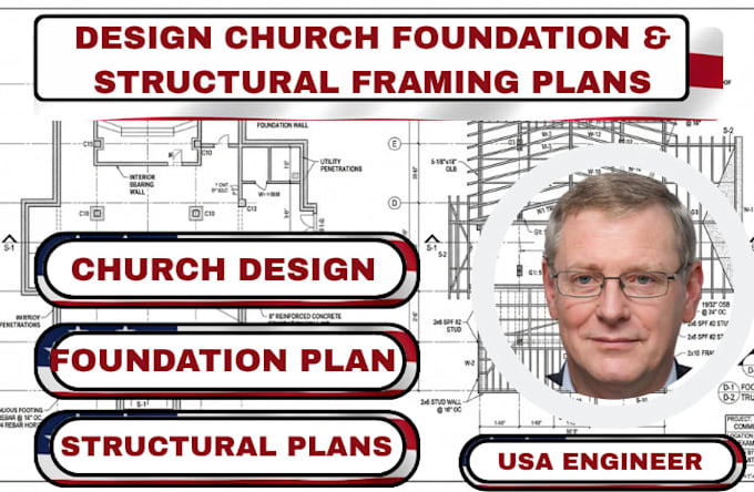 design church foundation,structural framing plans and permit drawings