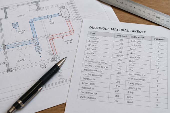 create a ductwork material takeoff from your drawings