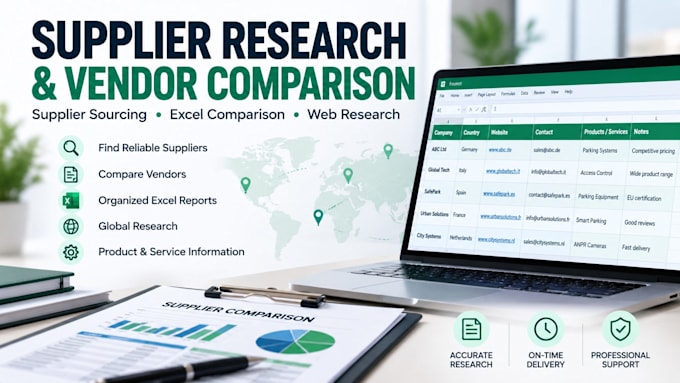research suppliers and create a professional vendor comparison